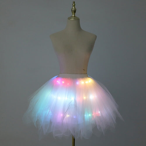 LED Skirt Birthday Dance Party Colorful Light Up Tutu Skirt Stage Glow Costume White Sexy Belly Dance LED Skirt