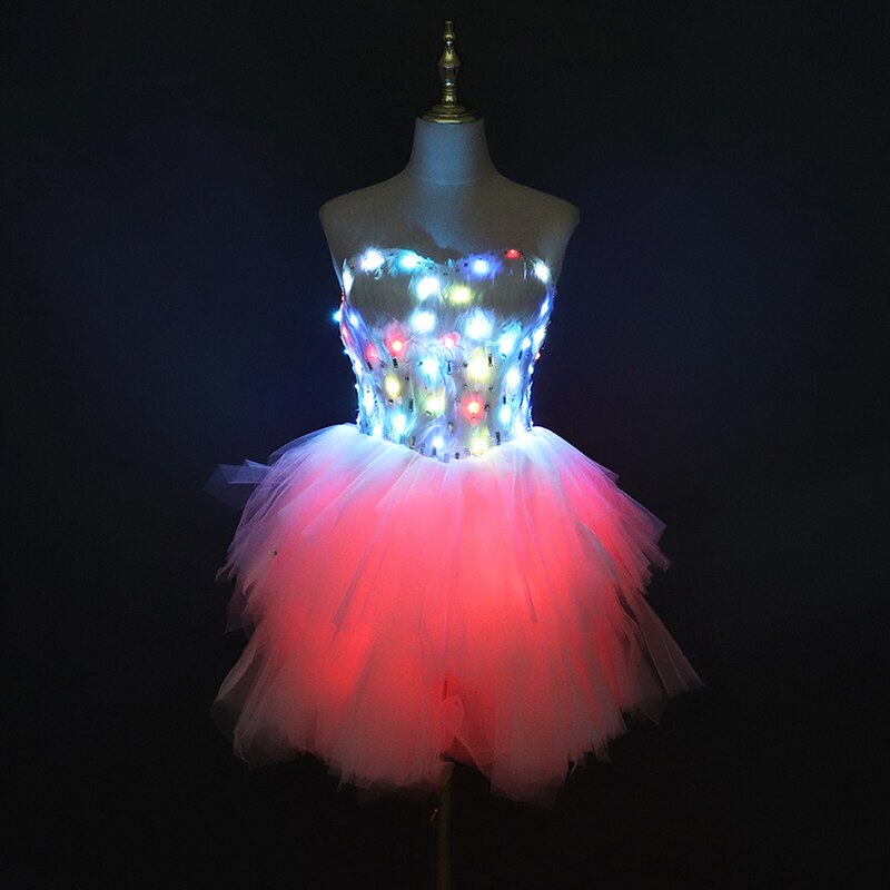 Color LED Dress Fashion Luminous Clothing Ballet LED Short Skirt Costume Glowing Tutu Sexy Lady Dance Light up Clothes