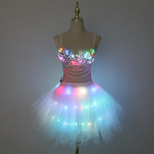 Load image into Gallery viewer, New LED Bra Tutu Skirt Colorful Flash Diamond Bra Belly Dance LED Skirt Christmas Dance Party Sexy Girl Light Up Costume
