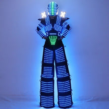 Load image into Gallery viewer, Trajes LED Robot Costume RGB Change Color LED Clothing Helmet Stilts Walker Robot Suit With Laser Gloves
