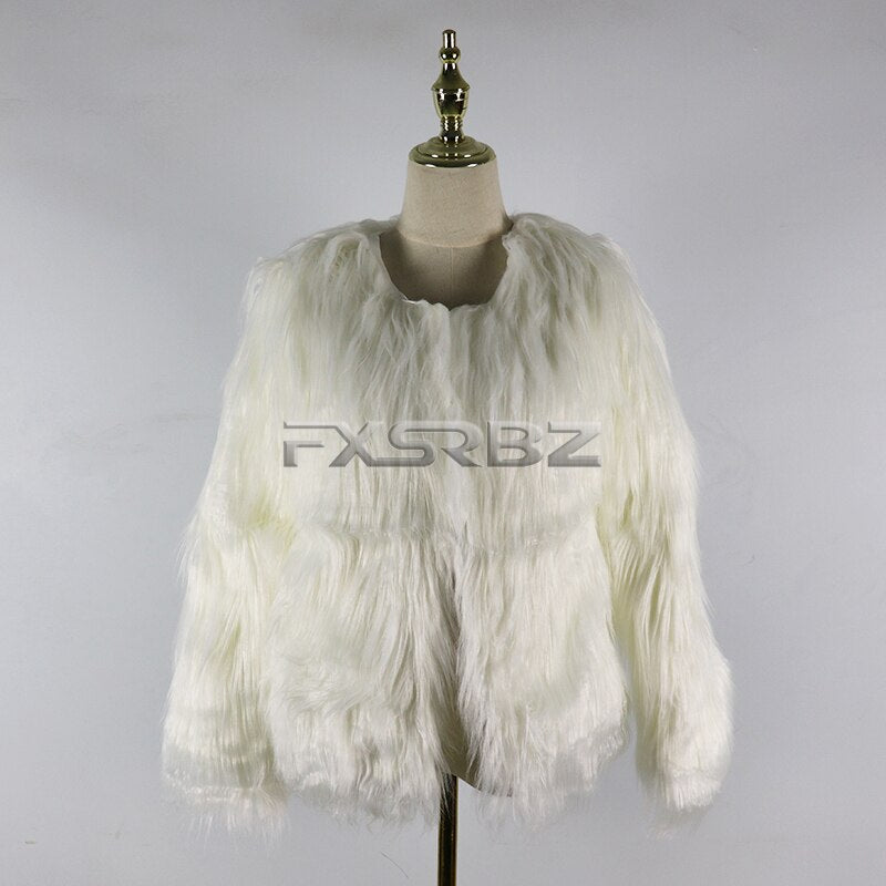 Sztopfocus Women's LED Fur Coat