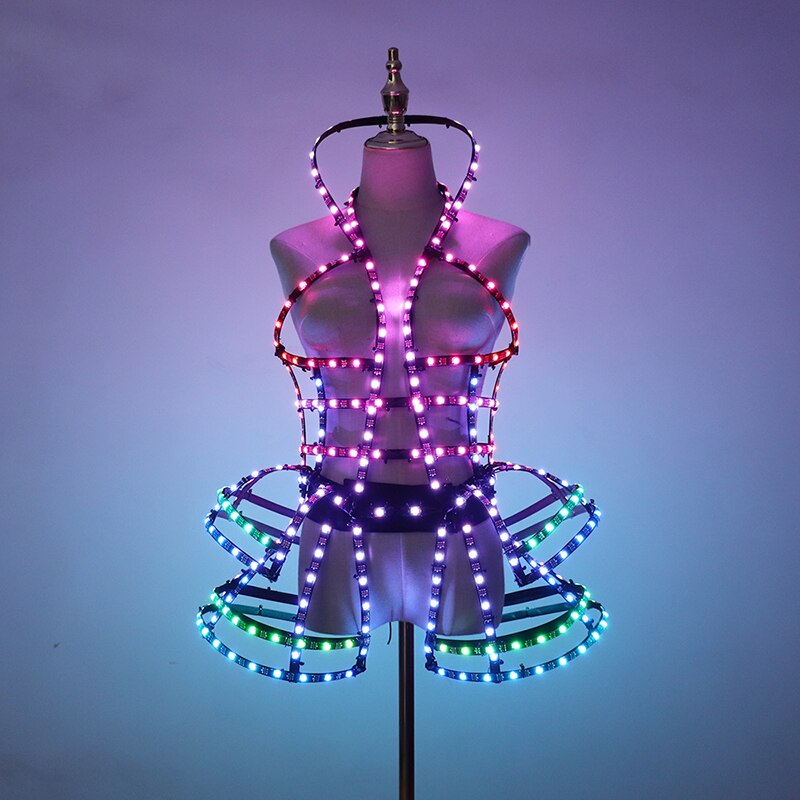 Pixel Smart LED Cage Costume Sexy Girl Light Up Ballet Dress Party