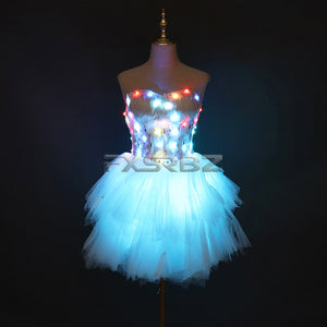 Color LED Dress Fashion Luminous Clothing Ballet LED Short Skirt Costume Glowing Tutu Sexy Lady Dance Light up Clothes