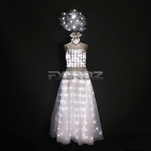 New LED Wedding Dress Women Luminous Wings Suit Fluorescent Butterfly Dance Skirt Ballet Wedding Performance Costumes