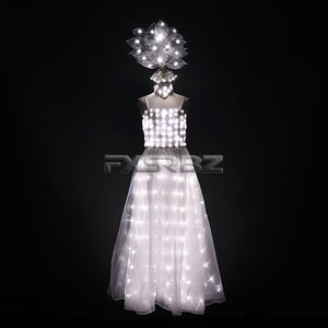 New LED Wedding Dress Women Luminous Wings Suit Fluorescent Butterfly Dance Skirt Ballet Wedding Performance Costumes