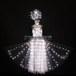 New LED Wedding Dress Women Luminous Wings Suit Fluorescent Butterfly Dance Skirt Ballet Wedding Performance Costumes