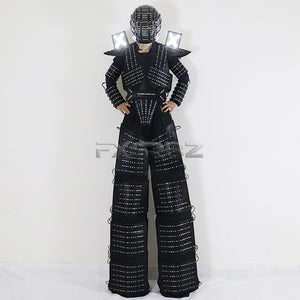 Trajes LED Robot Costume RGB Change Color LED Clothing Helmet Stilts Walker Robot Suit With Laser Gloves