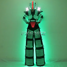 Load image into Gallery viewer, Trajes LED Robot Costume RGB Change Color LED Clothing Helmet Stilts Walker Robot Suit With Laser Gloves
