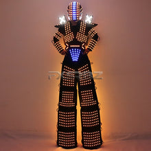 Load image into Gallery viewer, Trajes LED Robot Costume RGB Change Color LED Clothing Helmet Stilts Walker Robot Suit With Laser Gloves
