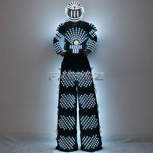 LED Robot Suit Traje De Robot Jacket LED Helmet Stilts Walker Suit Clothing David Guetta Robot Costume And Laser Gloves