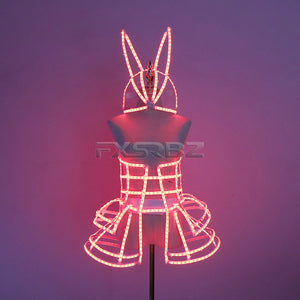 Woman Sexy LED Cage Corset Girls LED Tutu Dress Ladies Light Up Clothing Suit Bar Nightclub Dancing Show LED Costume