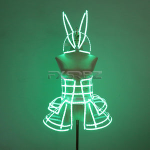 Woman Sexy LED Cage Corset Girls LED Tutu Dress Ladies Light Up Clothing Suit Bar Nightclub Dancing Show LED Costume