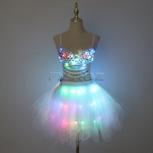 Load image into Gallery viewer, New LED Bra Tutu Skirt Colorful Flash Diamond Bra Belly Dance LED Skirt Christmas Dance Party Sexy Girl Light Up Costume
