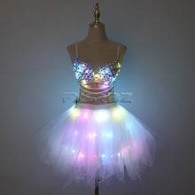 Load image into Gallery viewer, New LED Bra Tutu Skirt Colorful Flash Diamond Bra Belly Dance LED Skirt Christmas Dance Party Sexy Girl Light Up Costume
