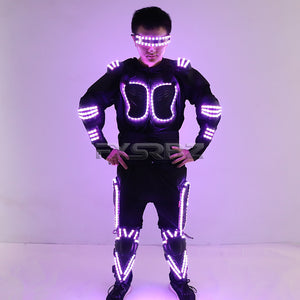 Colorful LED Luminous Armor Clothing Glowing Costumes Christmas Halloween Dancing Performance LED Robot Suit