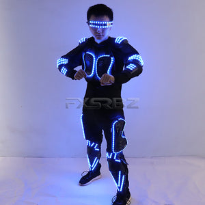 Colorful LED Luminous Armor Clothing Glowing Costumes Christmas Halloween Dancing Performance LED Robot Suit