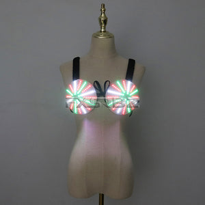 Pixel LED Bra Discolored Sexy Underwear Party Dress Belly Dance Light Up Bra Glowing Bikini Luminous Costumes Accessories