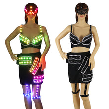 Load image into Gallery viewer, Full Color LED Costume Sexy Woman Luminous Dress Pole Dance Glowing Clothes Masked Stripper Outfits DJ DS Light Up Bra Suits
